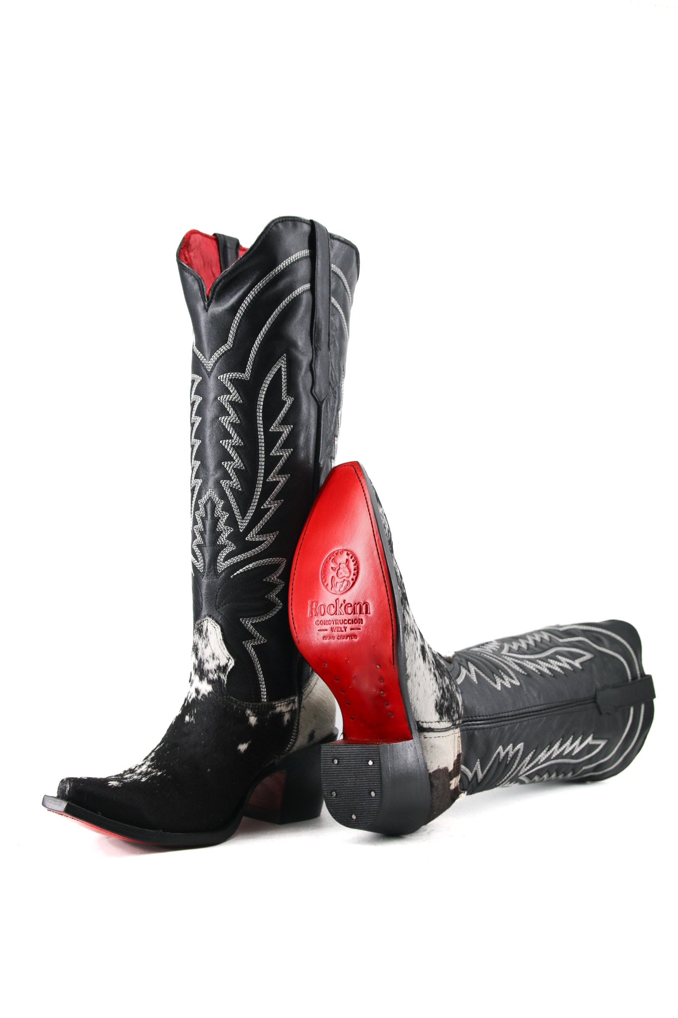 Bianca Tall Red Bottom Cowhide Snip Toe Cowgirl Boot Size 8 Box QW27