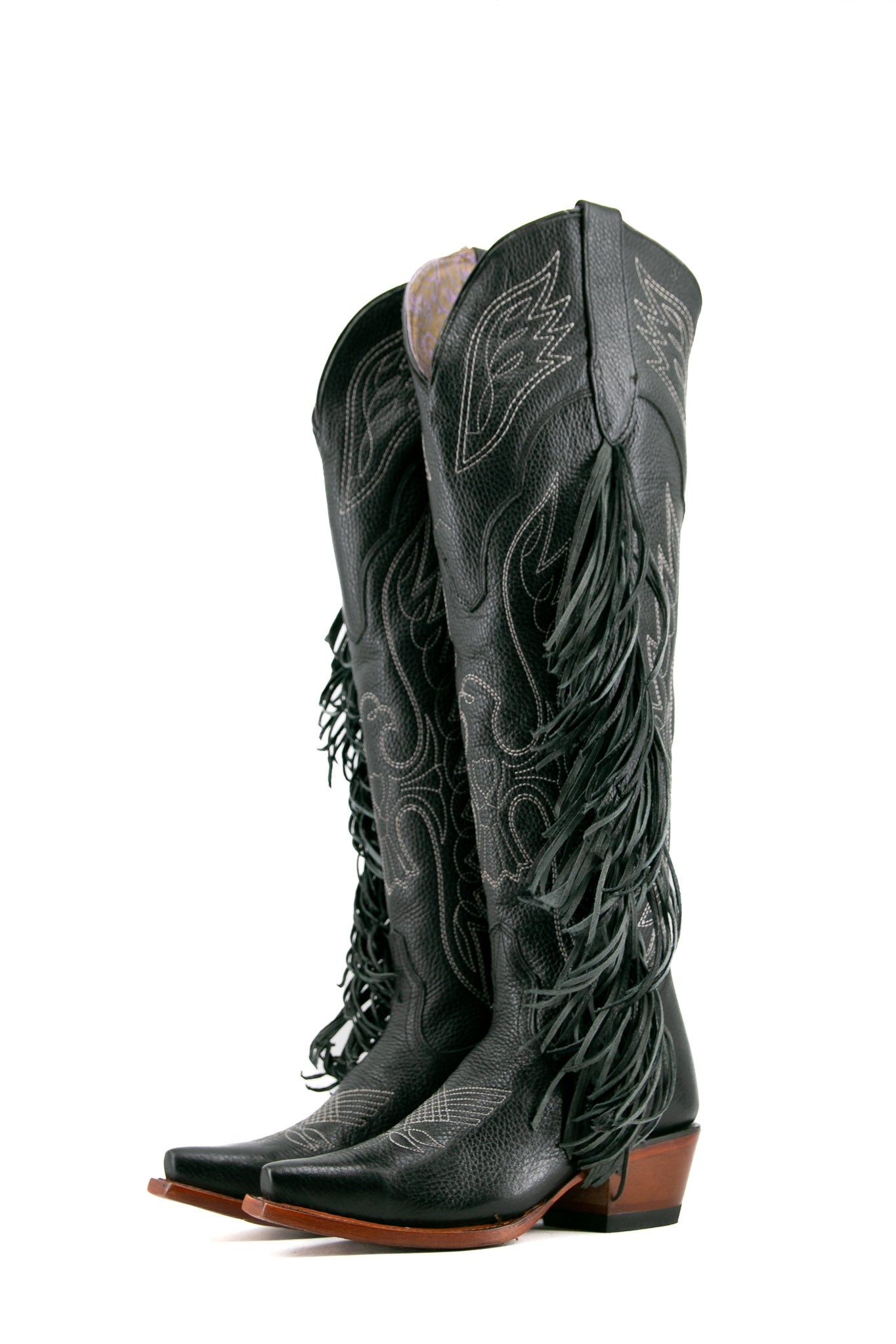 Black fringe cowboy boots online