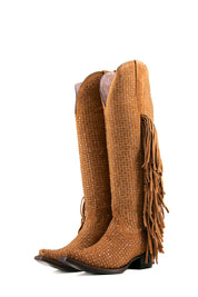 Vegas Sparkles Rhinestone Fringe Tall Snip Toe Cowgirl Boot FINAL SALE