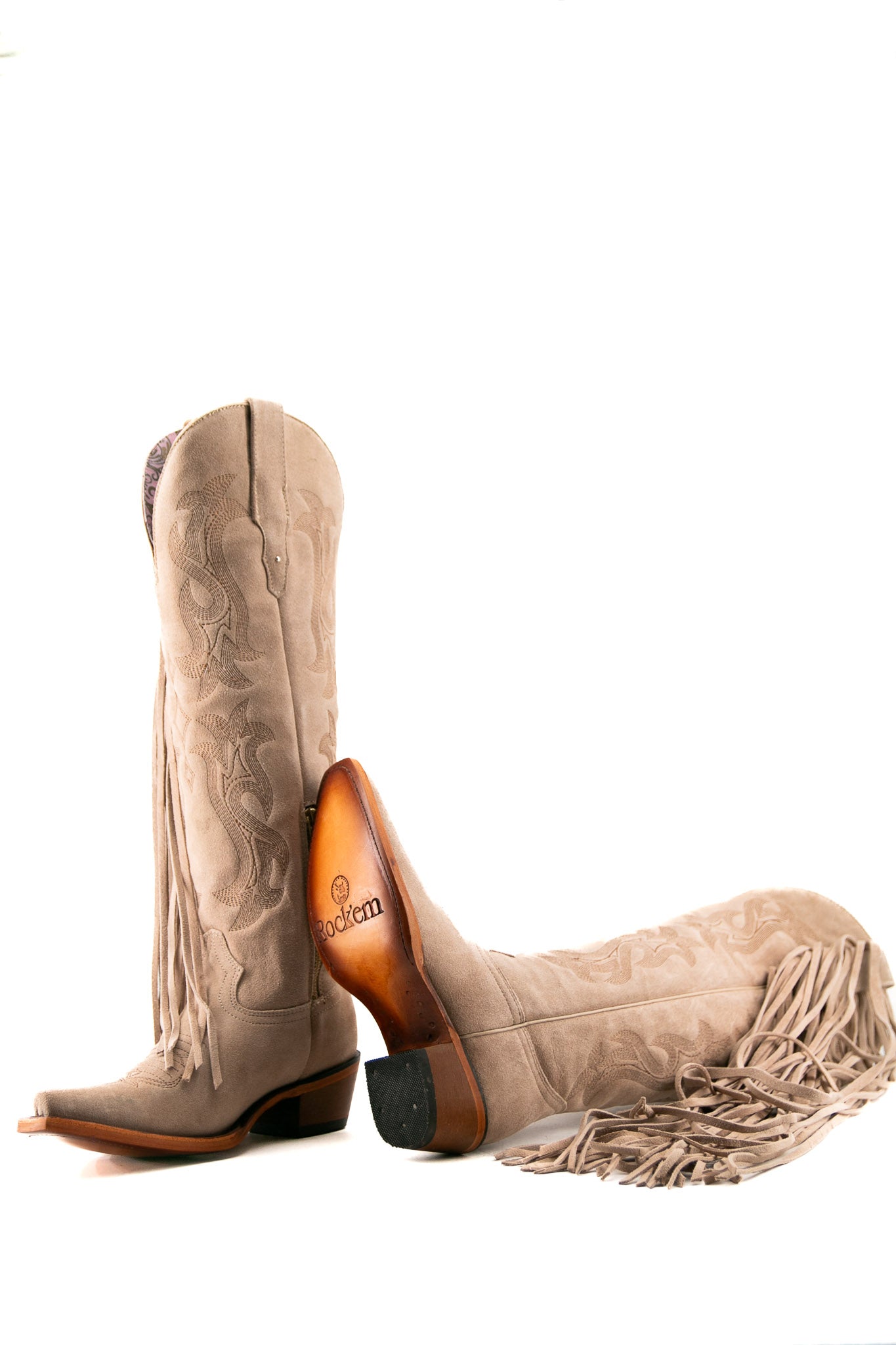 Maite Gamuza Tall Fringe Snip Toe Cowgirl Boot FINAL SALE