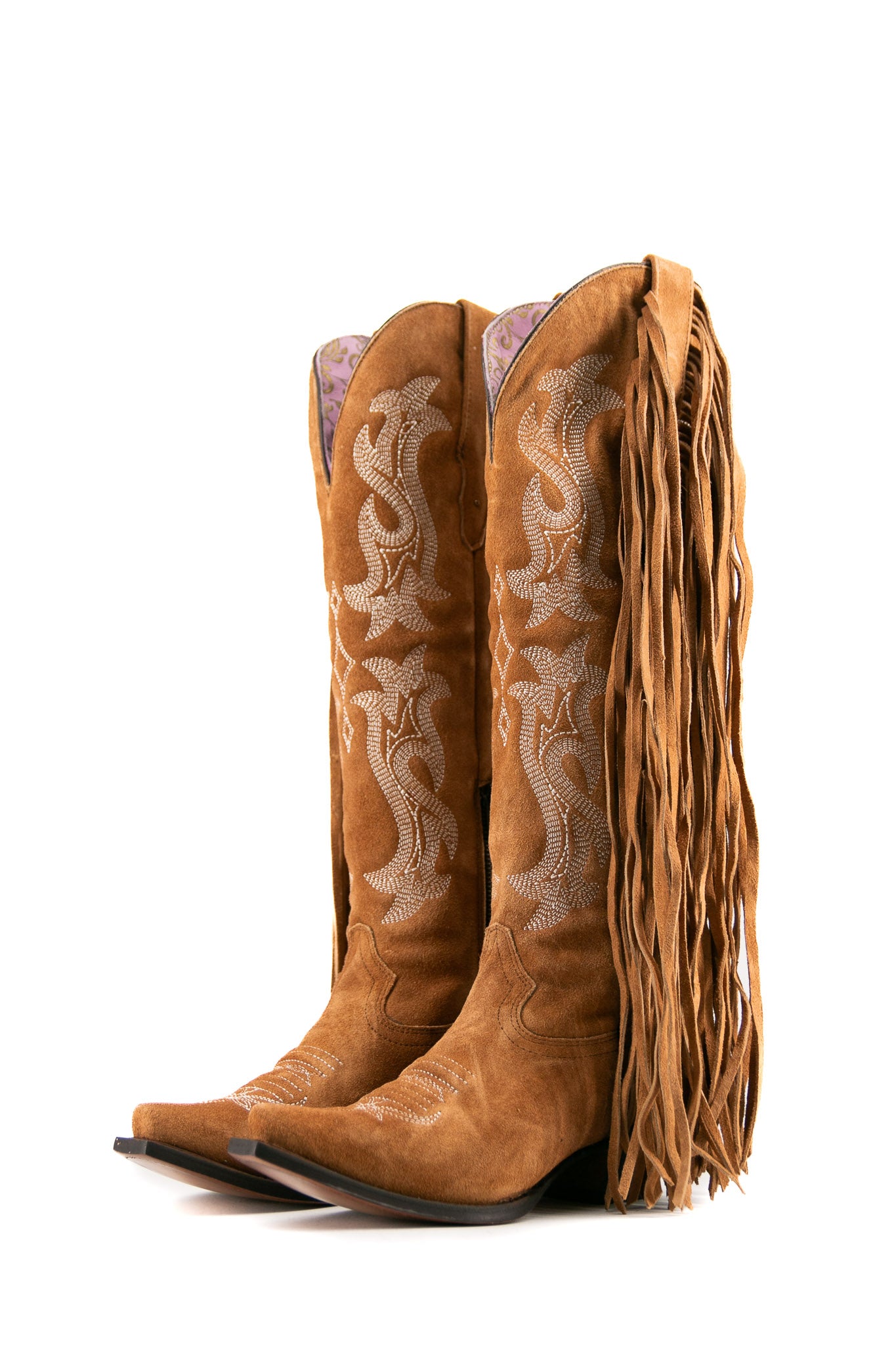 Maite Gamuza Tall Fringe Snip Toe Cowgirl Boot FINAL SALE