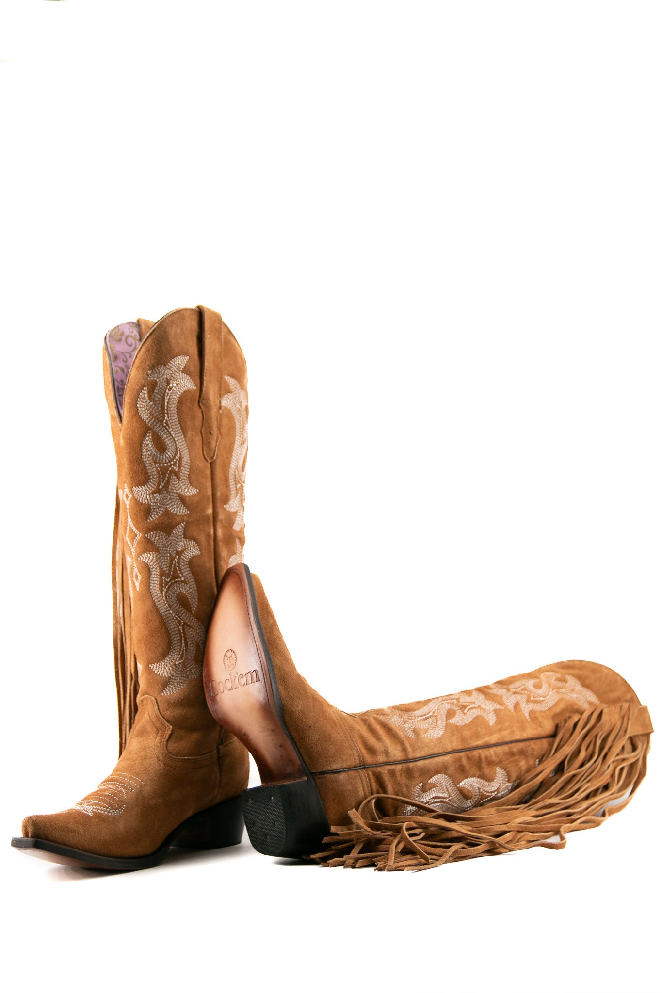 Maite Gamuza Tall Fringe Snip Toe Cowgirl Boot FINAL SALE