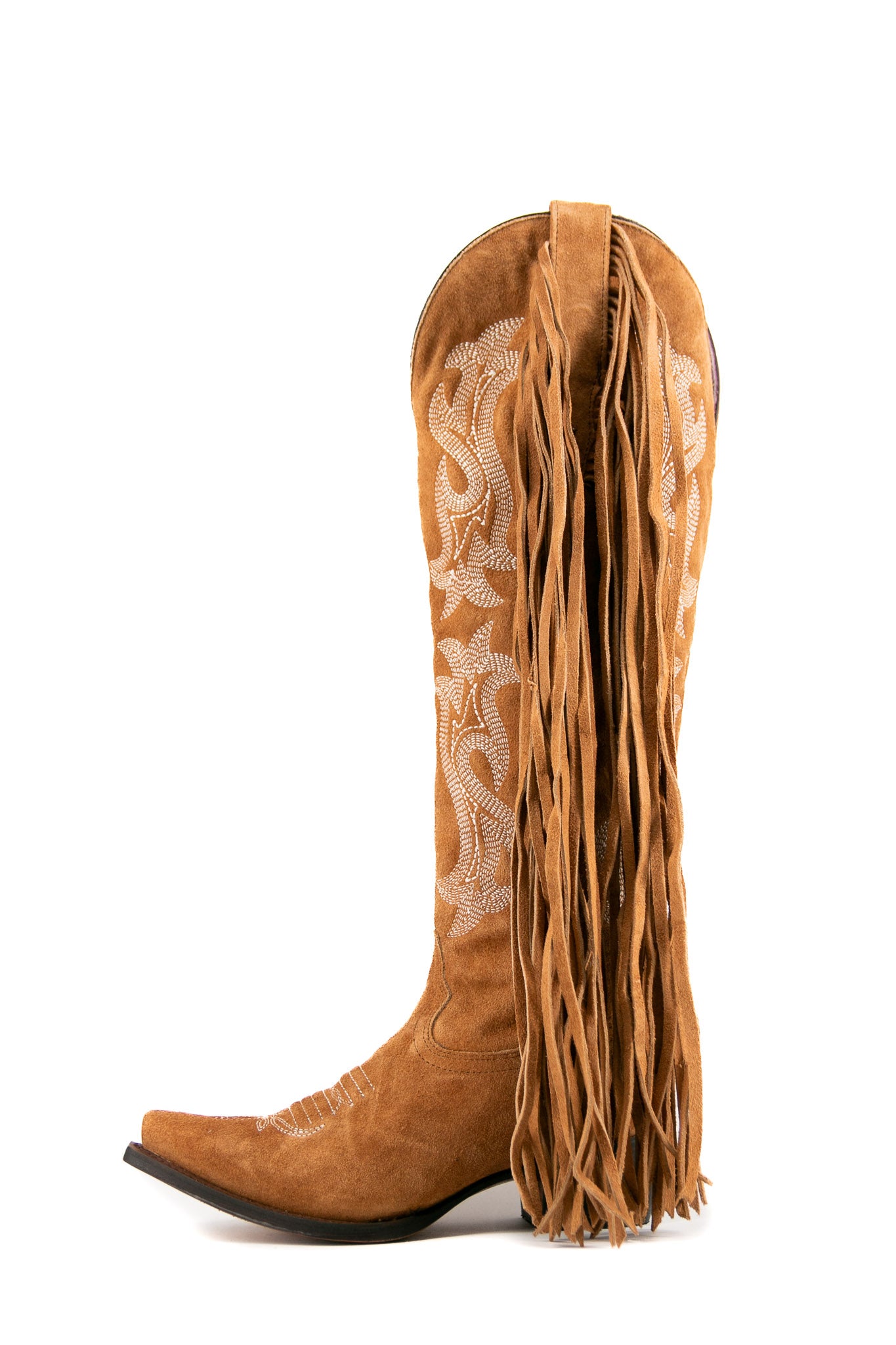 Maite Gamuza Tall Fringe Snip Toe Cowgirl Boot FINAL SALE