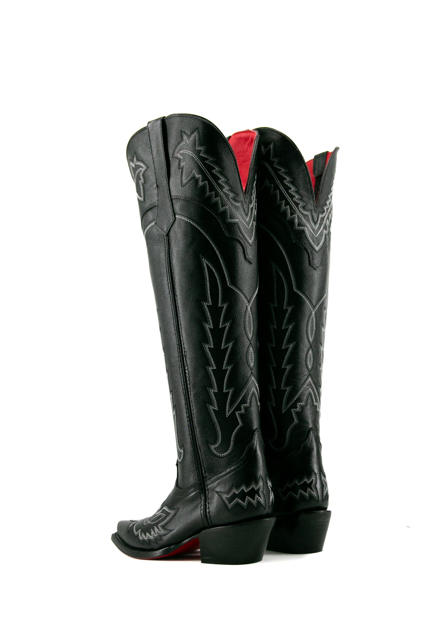 Maggie Knee High Red Bottom Wide Calf Snip Toe Cowgirl Boot