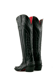 Maggie Knee High Red Bottom Wide Calf Snip Toe Cowgirl Boot