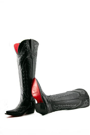 Maggie Knee High Red Bottom Wide Calf Snip Toe Cowgirl Boot