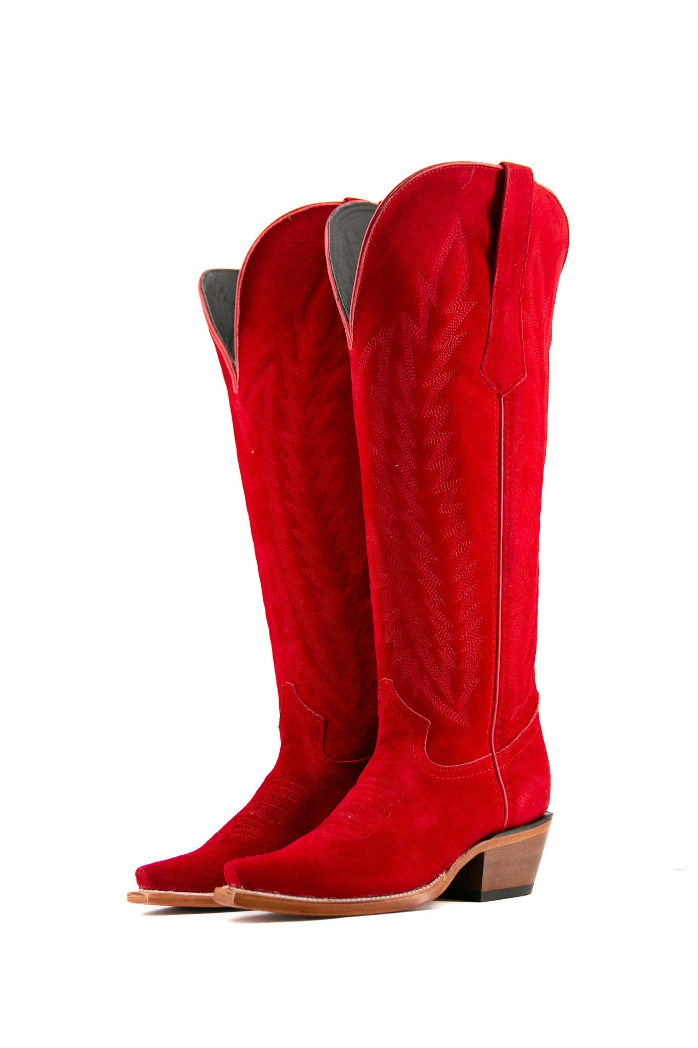 Stivali Cowboy Donna In Finta Pelle Scamosciata, Modello Retrò Con Tacco Largo E Punta Rotonda, Slip-On, Gambale Largo, Colore Nero