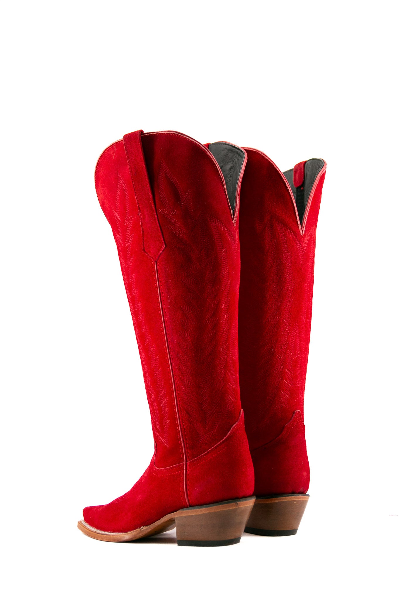 Gia Suede Tall Wide Calf Snip Toe Cowgirl Boot