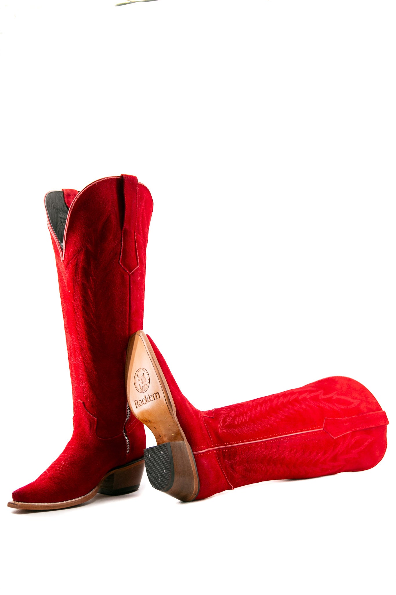 Gia Suede Tall Wide Calf Snip Toe Cowgirl Boot