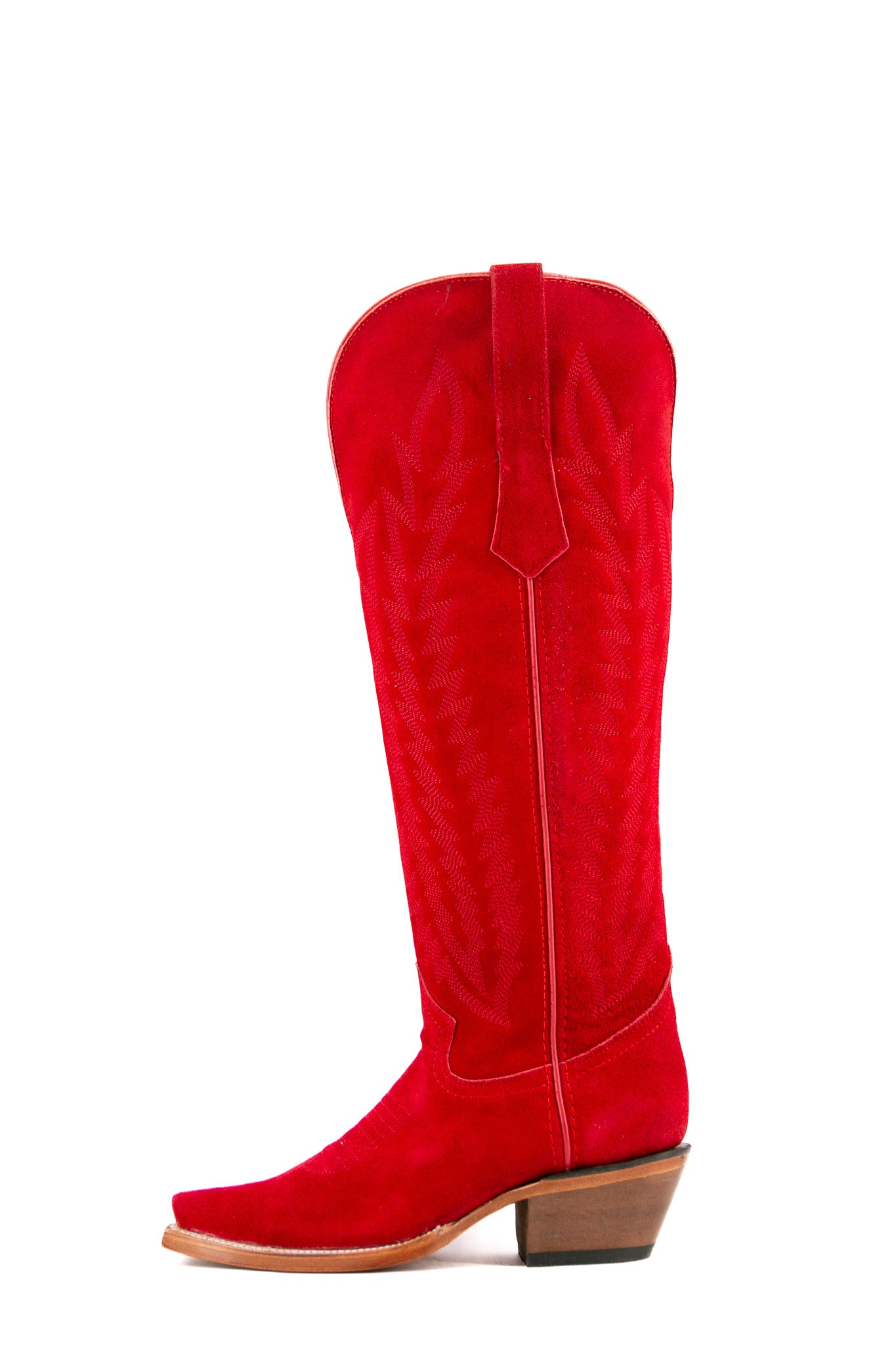 Gia Suede Tall Wide Calf Snip Toe Cowgirl Boot