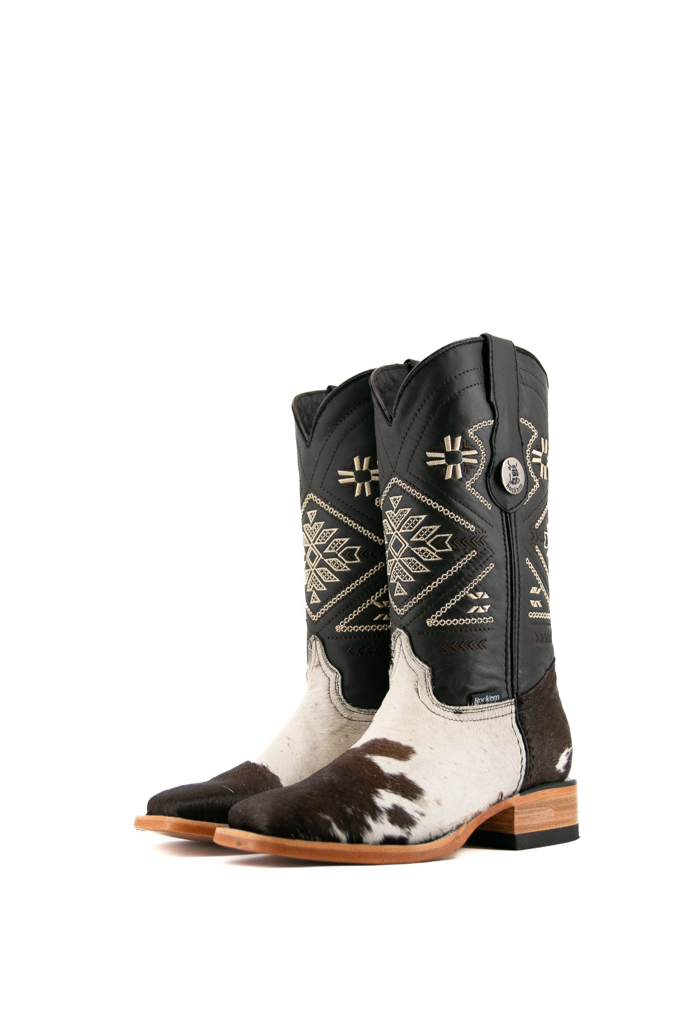 Women's Genuine Cowhide Leather Square Toe Boots Handmade Choco ROD-420 main image 0
