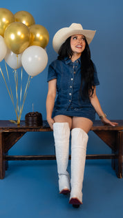 Amour Knee High Red Bottom Snip Toe Cowgirl Boot