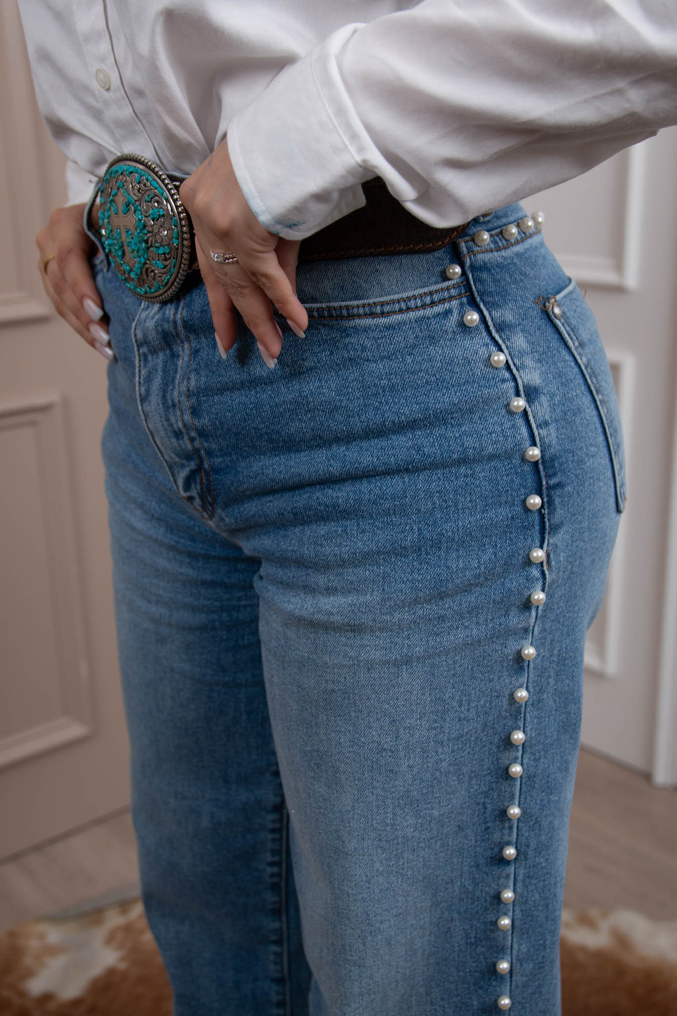Pearl Trim Denim Jeans