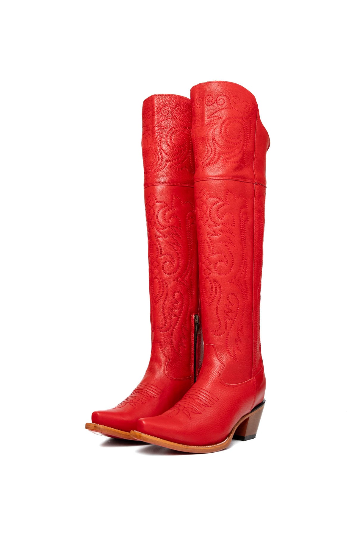 Amour Knee High Red Bottom Snip Toe Cowgirl Boot