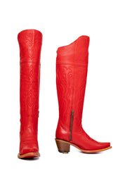 Amour Knee High Red Bottom Snip Toe Cowgirl Boot