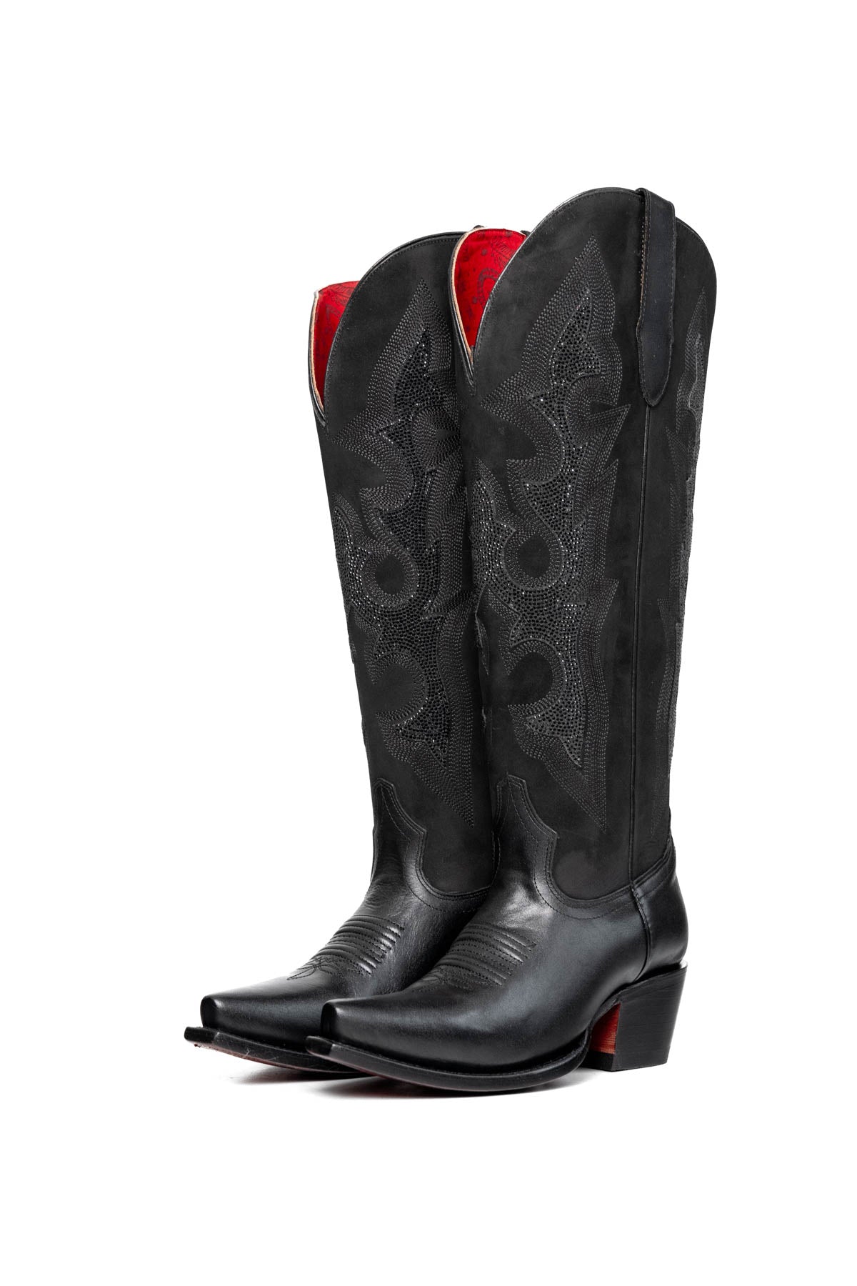 Lorraine Tall Red Bottom Wide Calf Snip Toe Cowgirl Boot