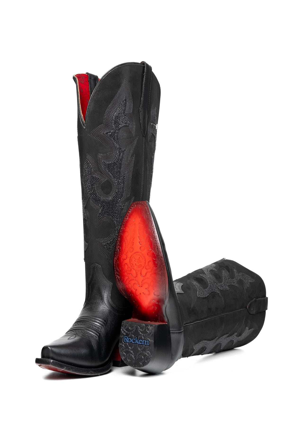 Lorraine Tall Red Bottom Wide Calf Snip Toe Cowgirl Boot