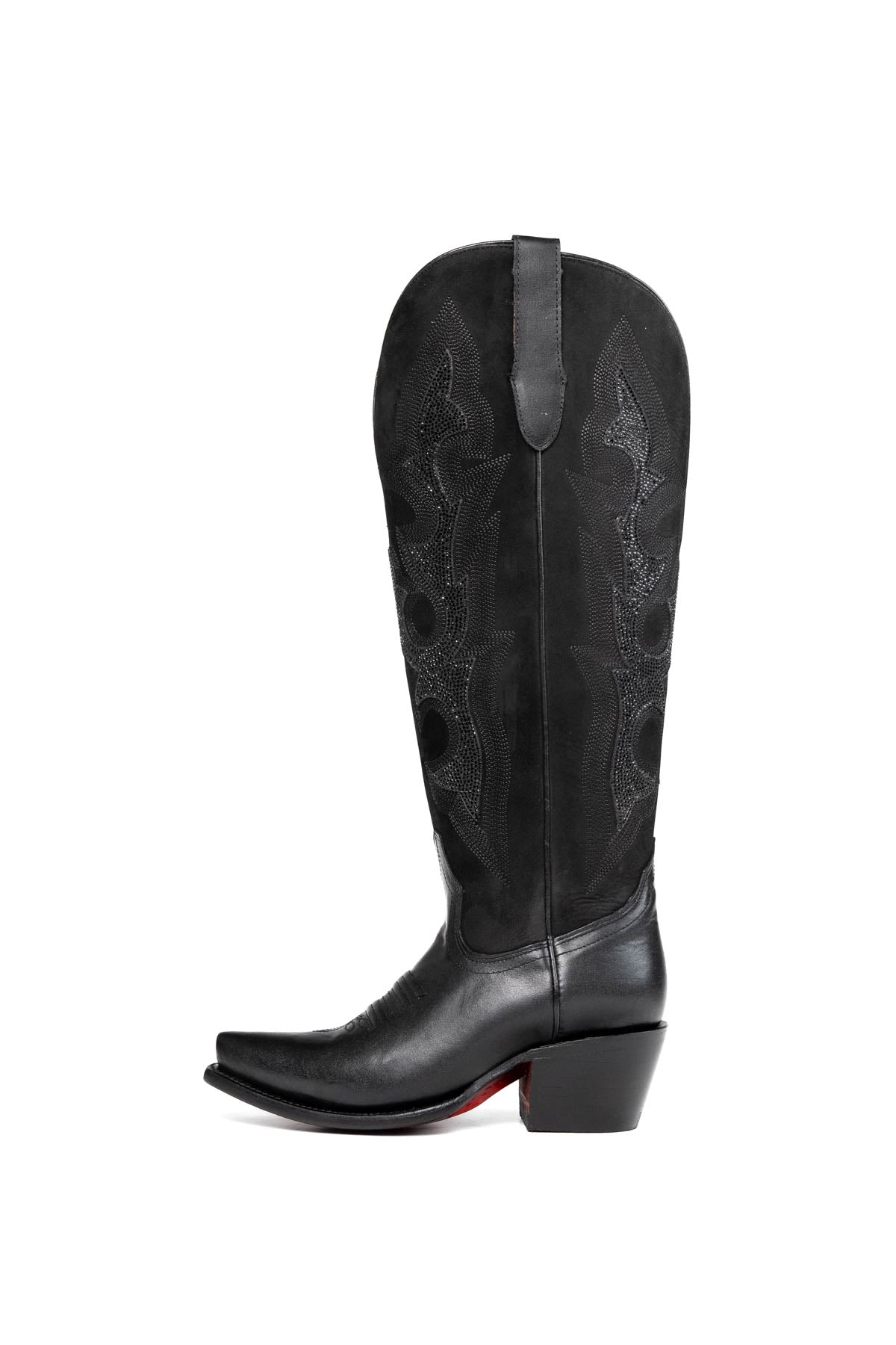 Lorraine Tall Red Bottom Wide Calf Snip Toe Cowgirl Boot