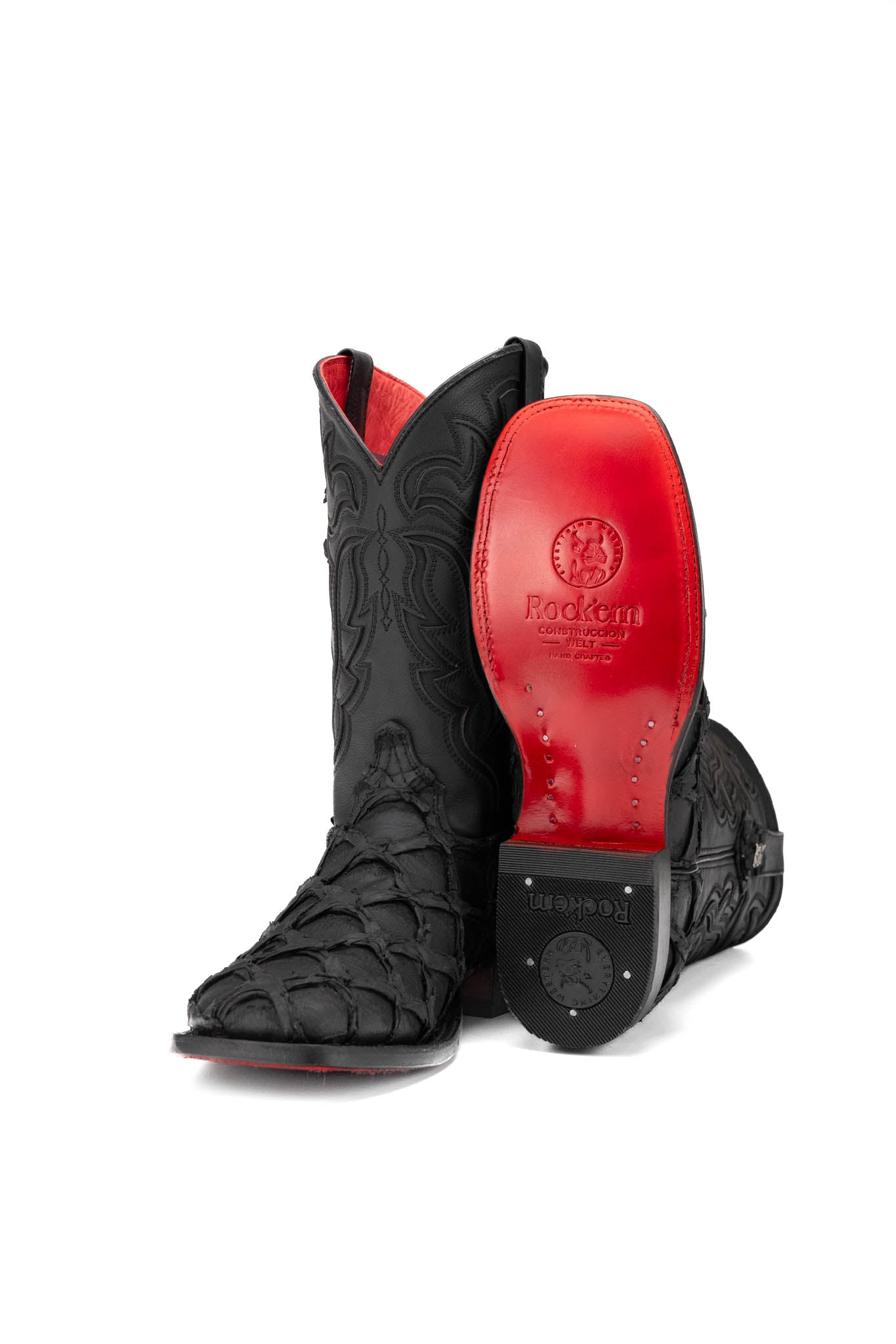 Bruce Shelby Pirarucu Red Bottom Square Toe Cowboy Boot
