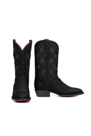 Bradley Nobuck Red Bottom Round Toe Cowboy Boot