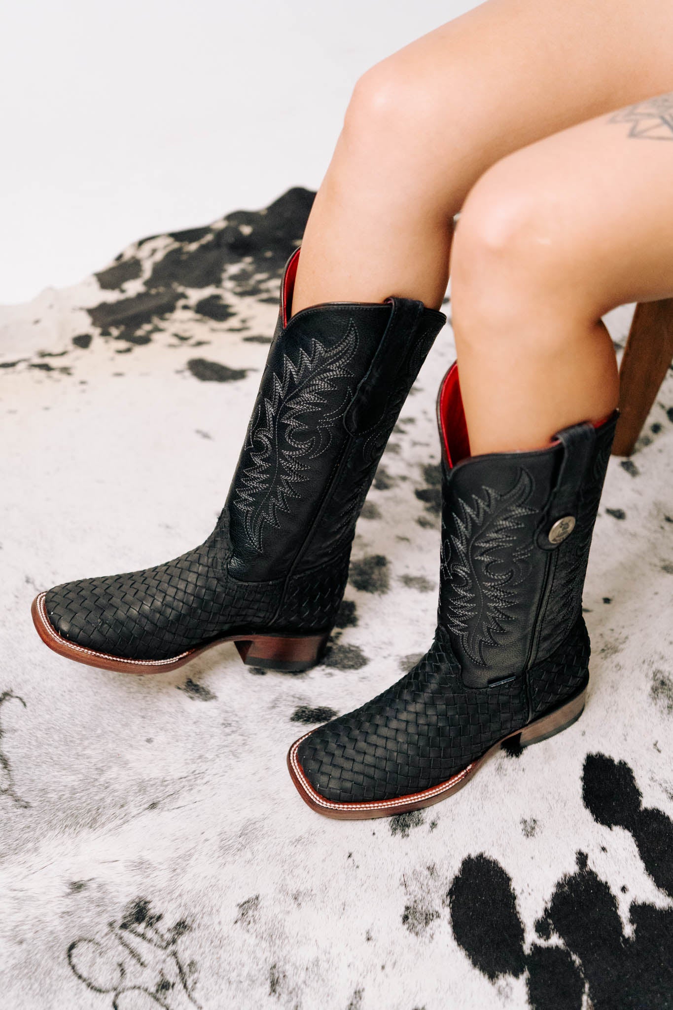 Brooklynn Woven Red Sole Square Toe Cowgirl Boot