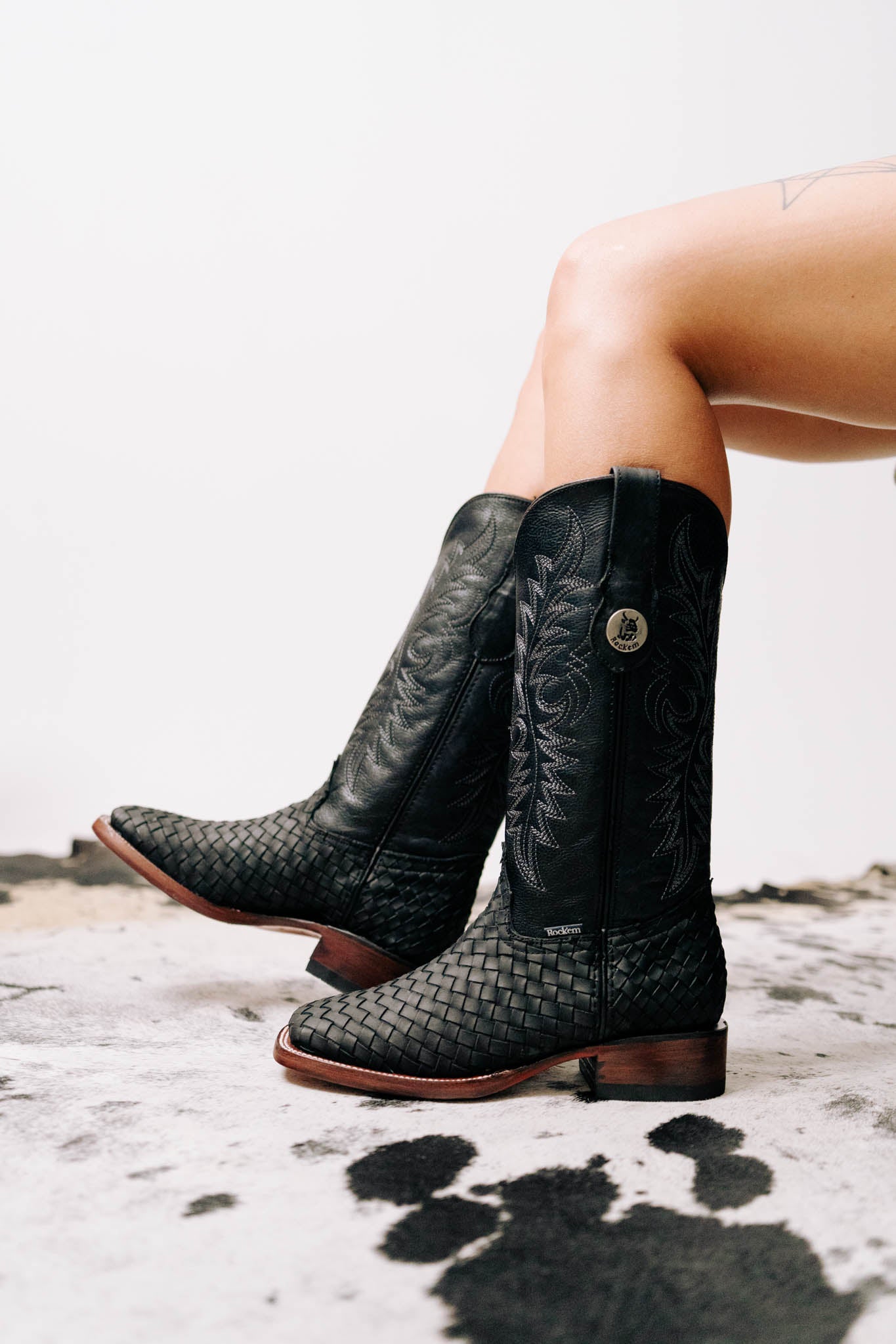 Brooklynn Woven Red Sole Square Toe Cowgirl Boot