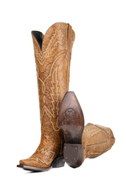 Maggie Knee High Wide Calf Snip Toe Cowgirl Boot