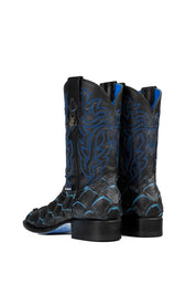 Bruce Fish Pirarucu Blue Bottom Square Toe Cowboy Boot FINAL SALE
