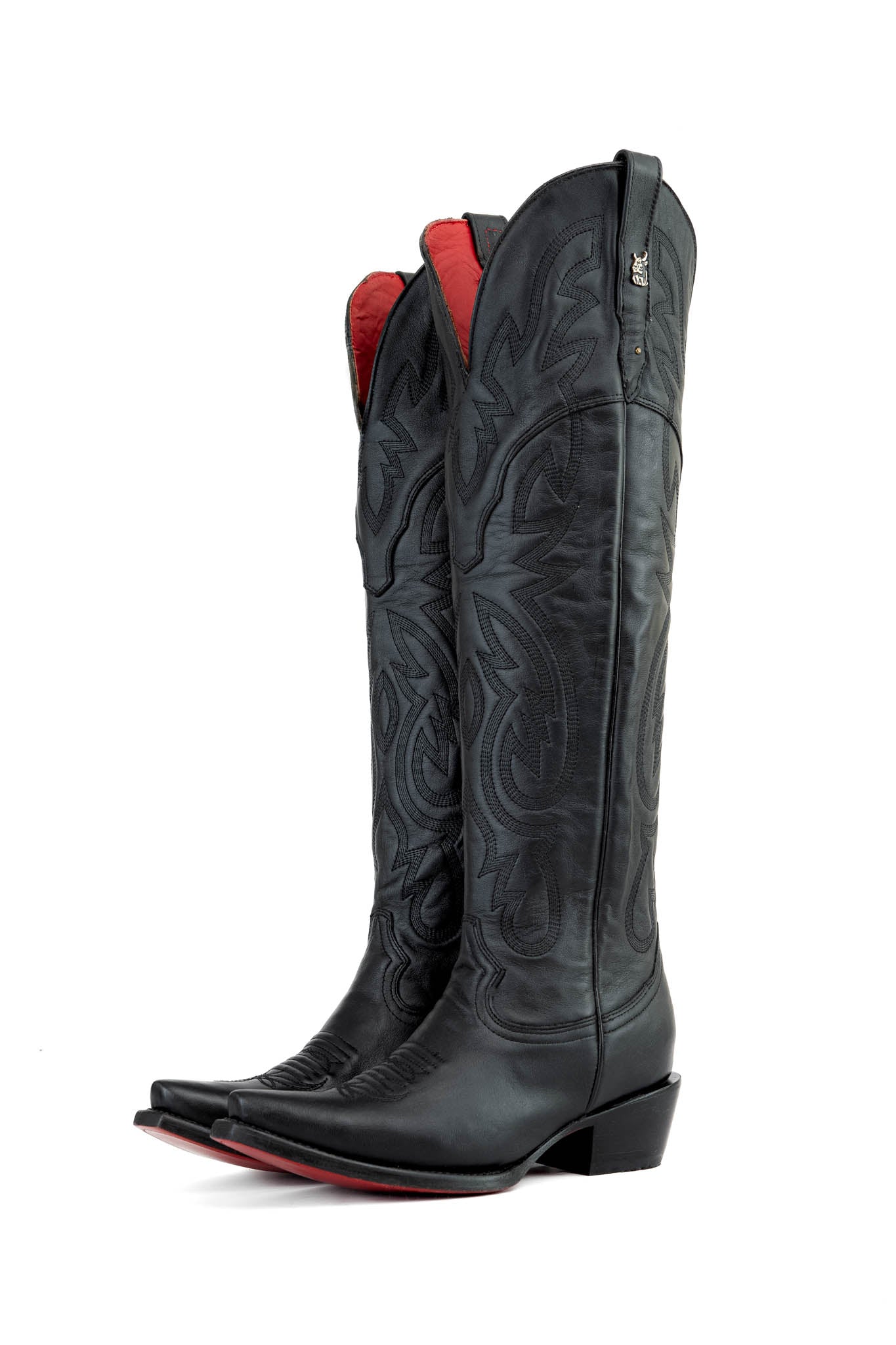 Soda Women's Reno Western Cowboy Boots - Pointed Toe Knee High Pull-On Boots With Tabs, Black PU, Size 7 - View #8