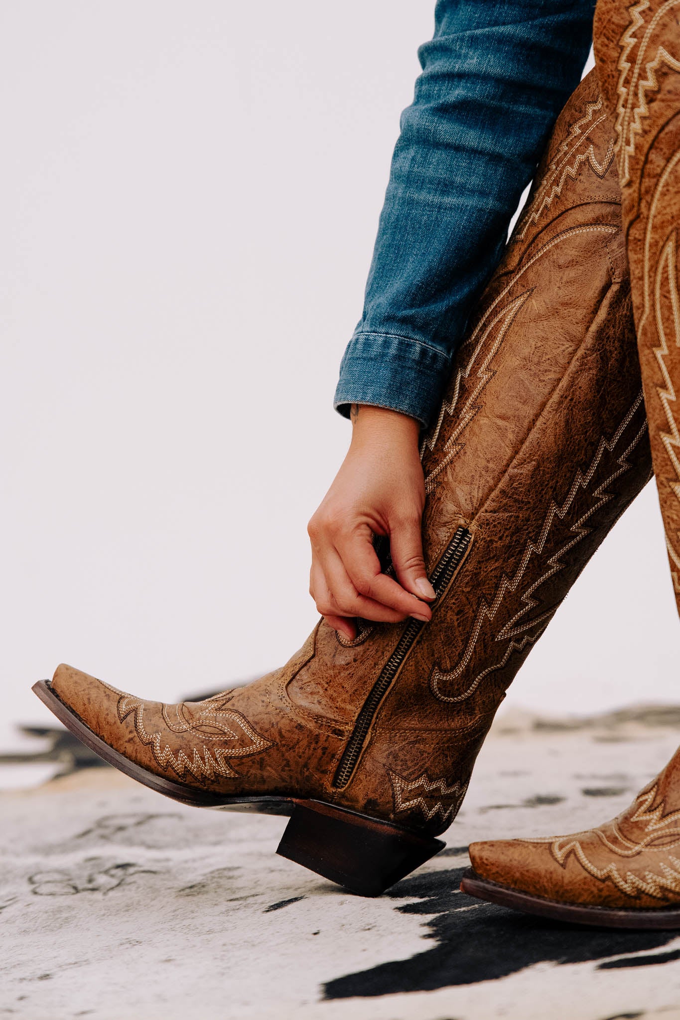 Maggie Knee High Wide Calf Snip Toe Cowgirl Boot