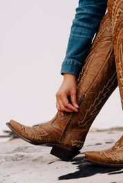 Maggie Knee High Wide Calf Snip Toe Cowgirl Boot