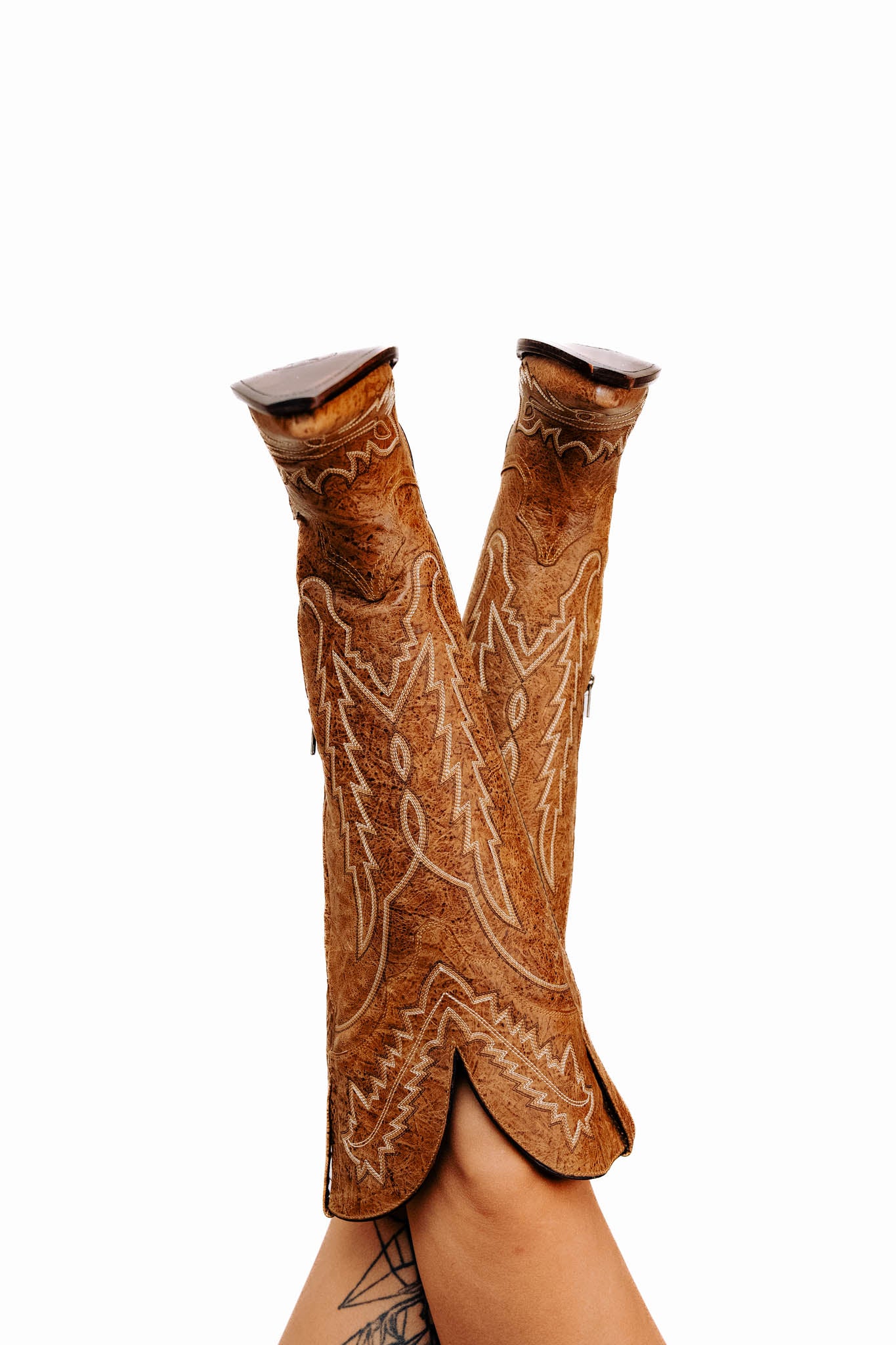 Maggie Knee High Wide Calf Snip Toe Cowgirl Boot