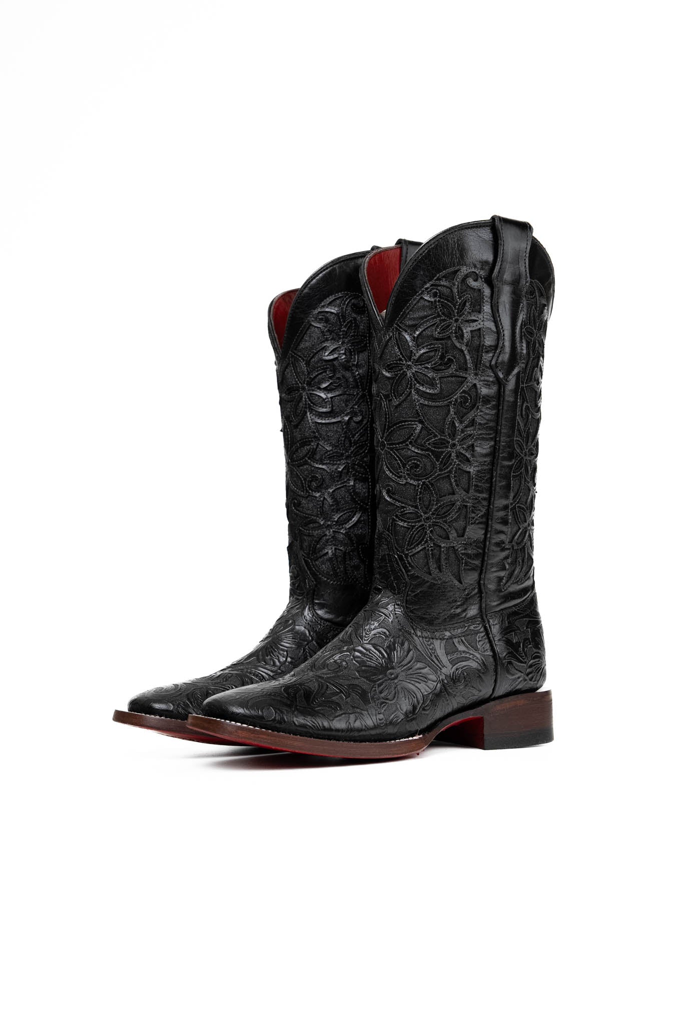 465 Flor De Luz Cincelado Red Bottom Square Toe Cowgirl Boot