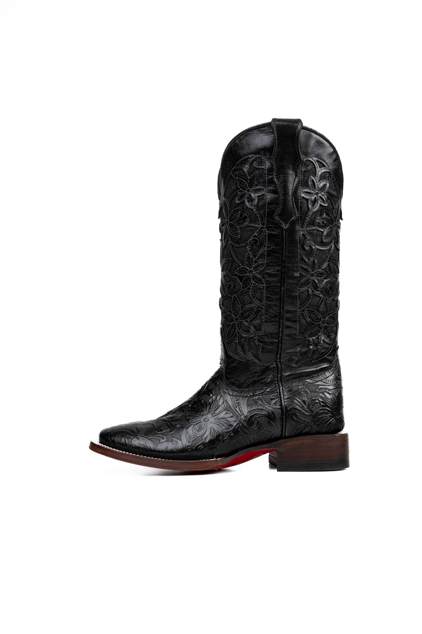 465 Flor De Luz Cincelado Red Bottom Square Toe Cowgirl Boot