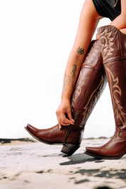 Jeimmy Knee High Snip Toe Cowgirl Boot