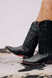 465 Flor De Luz Cincelado Red Bottom Square Toe Cowgirl Boot