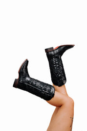 465 Flor De Luz Cincelado Red Bottom Square Toe Cowgirl Boot