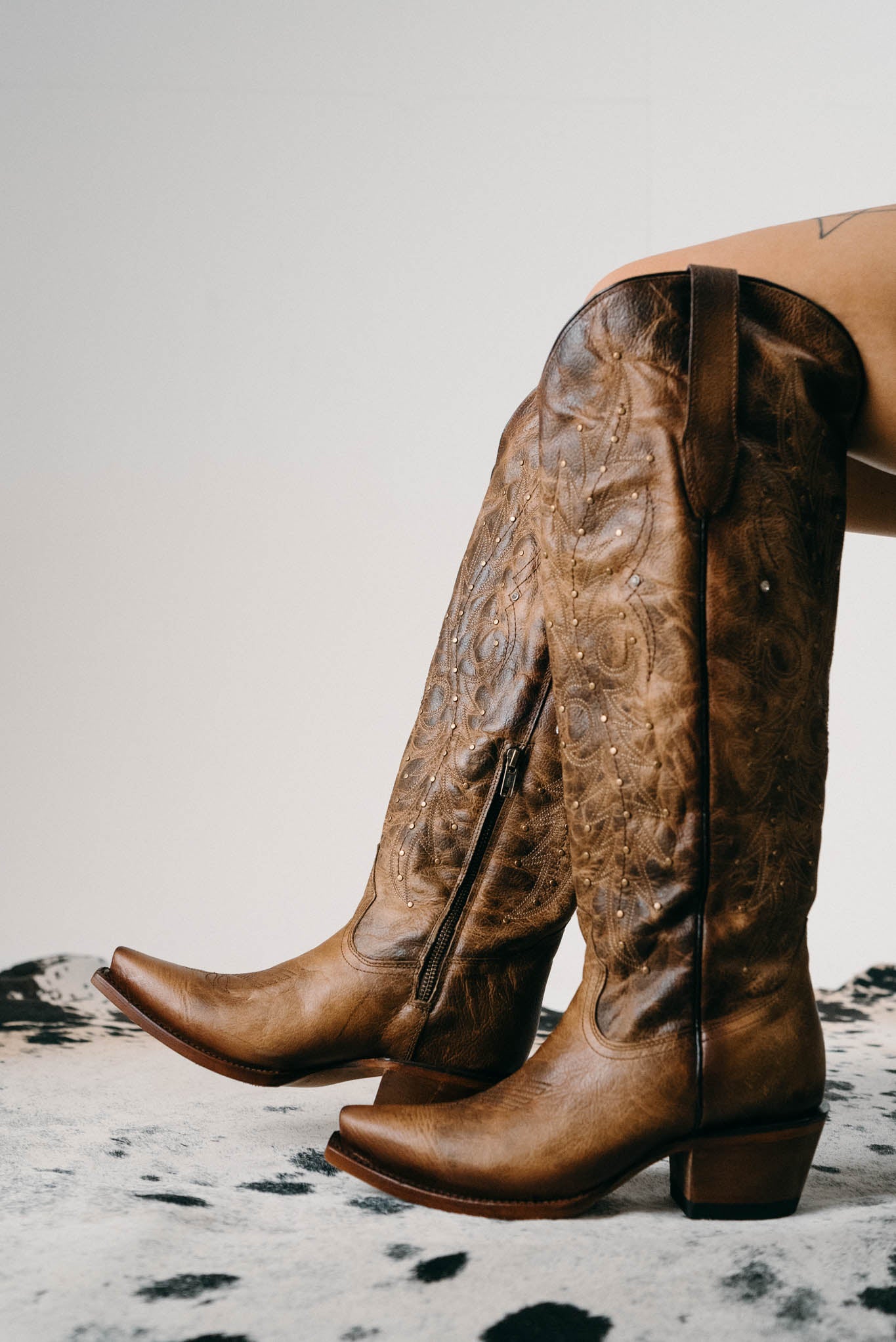 Paulina Tall Wide Calf Friendly Snip Toe Cowgirl Boot FINAL SALE