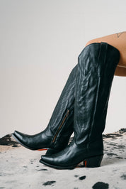 Gia Tall Red Bottom Wide Calf Snip Toe Cowgirl Boot