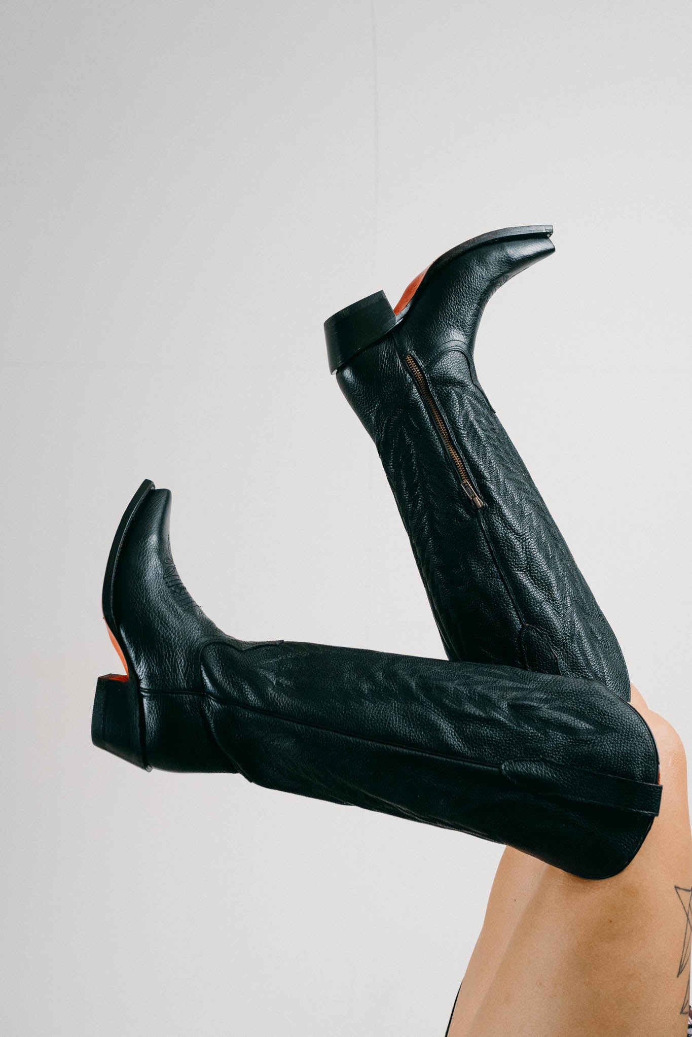 Gia Tall Red Bottom Wide Calf Snip Toe Cowgirl Boot