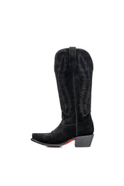 Presley Suede Midi Red Bottom Wide Calf Snip Toe Cowgirl Boot