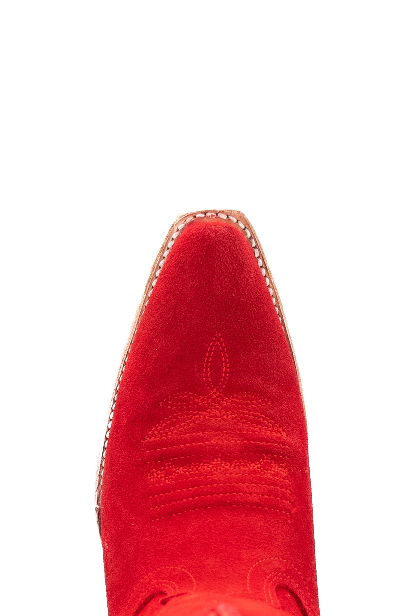 Presley Suede Midi Red Bottom Wide Calf Snip Toe Cowgirl Boot