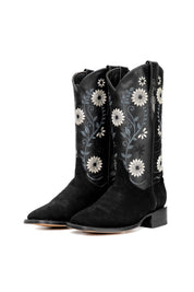 Flower Roughout Square Toe Cowgirl Boot FINAL SALE