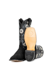 Flower Roughout Square Toe Cowgirl Boot FINAL SALE