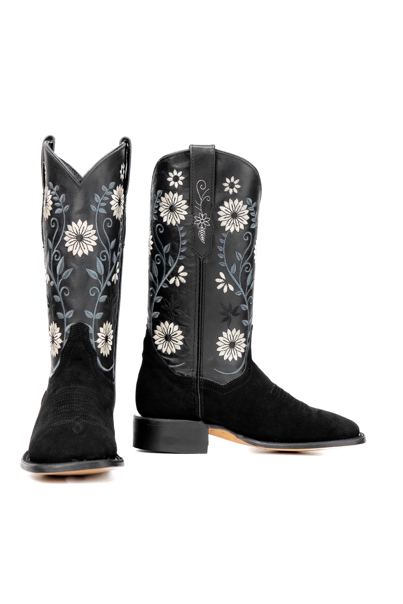 Flower Roughout Square Toe Cowgirl Boot FINAL SALE