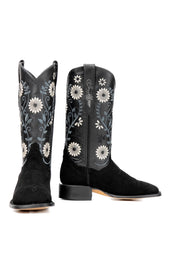 Flower Roughout Square Toe Cowgirl Boot FINAL SALE