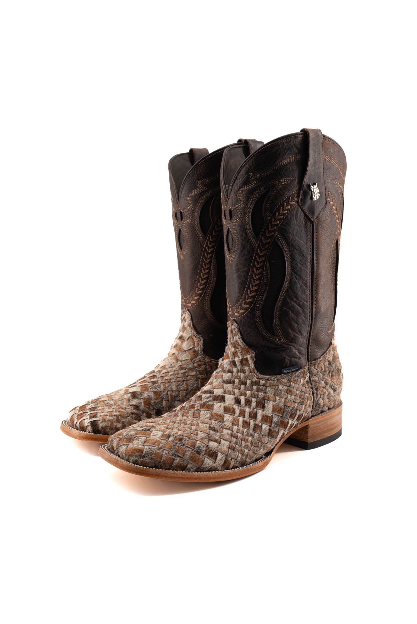 Men's Woven Cowhide Square Toe Cowboy Boot Size 11 Box 2H FINAL SALE