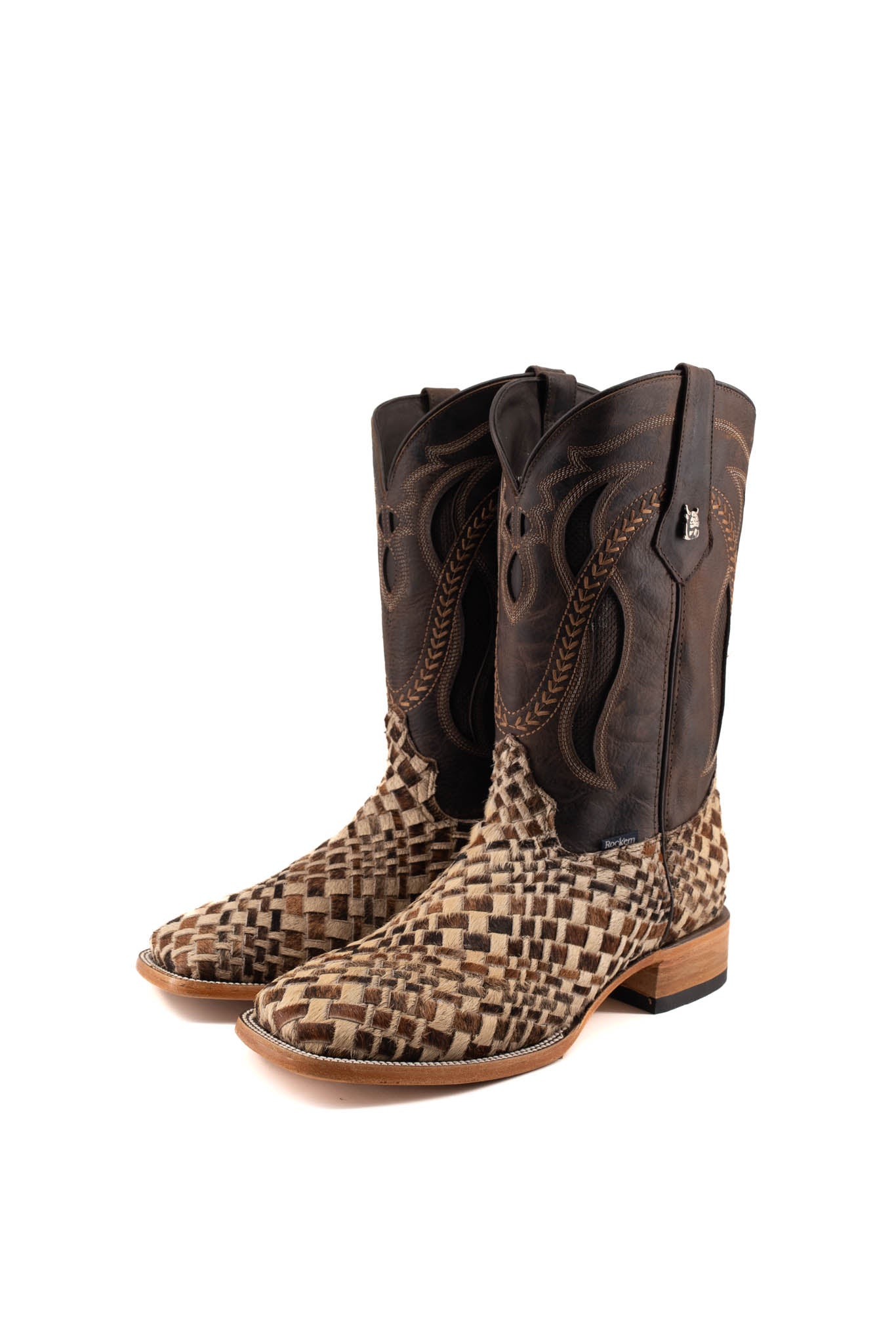 Men's Woven Cowhide Square Toe Cowboy Boot Size 11 Box 3H FINAL SALE