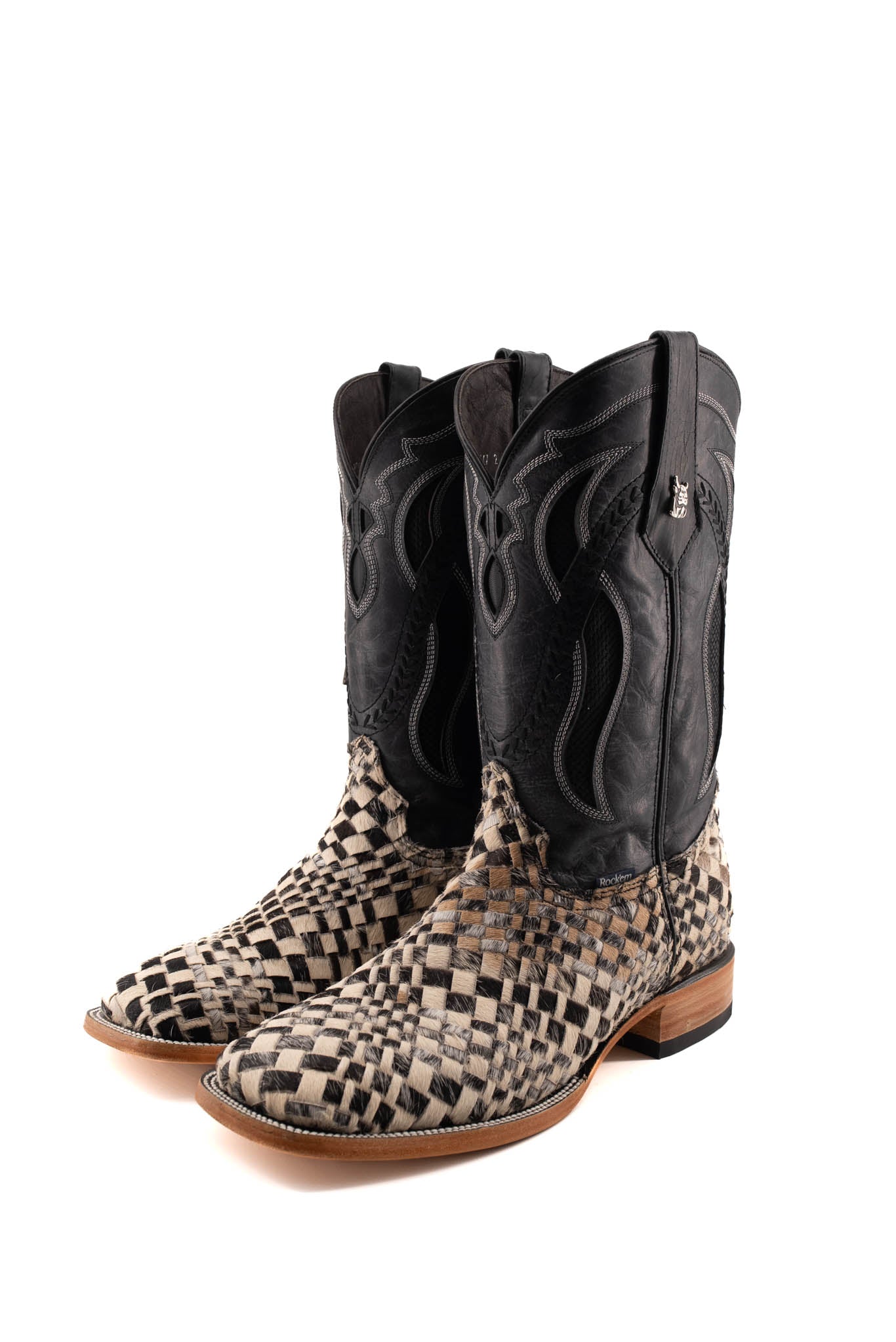 Men's Woven Cowhide Square Toe Cowboy Boot Size 10 Box 1H FINAL SALE