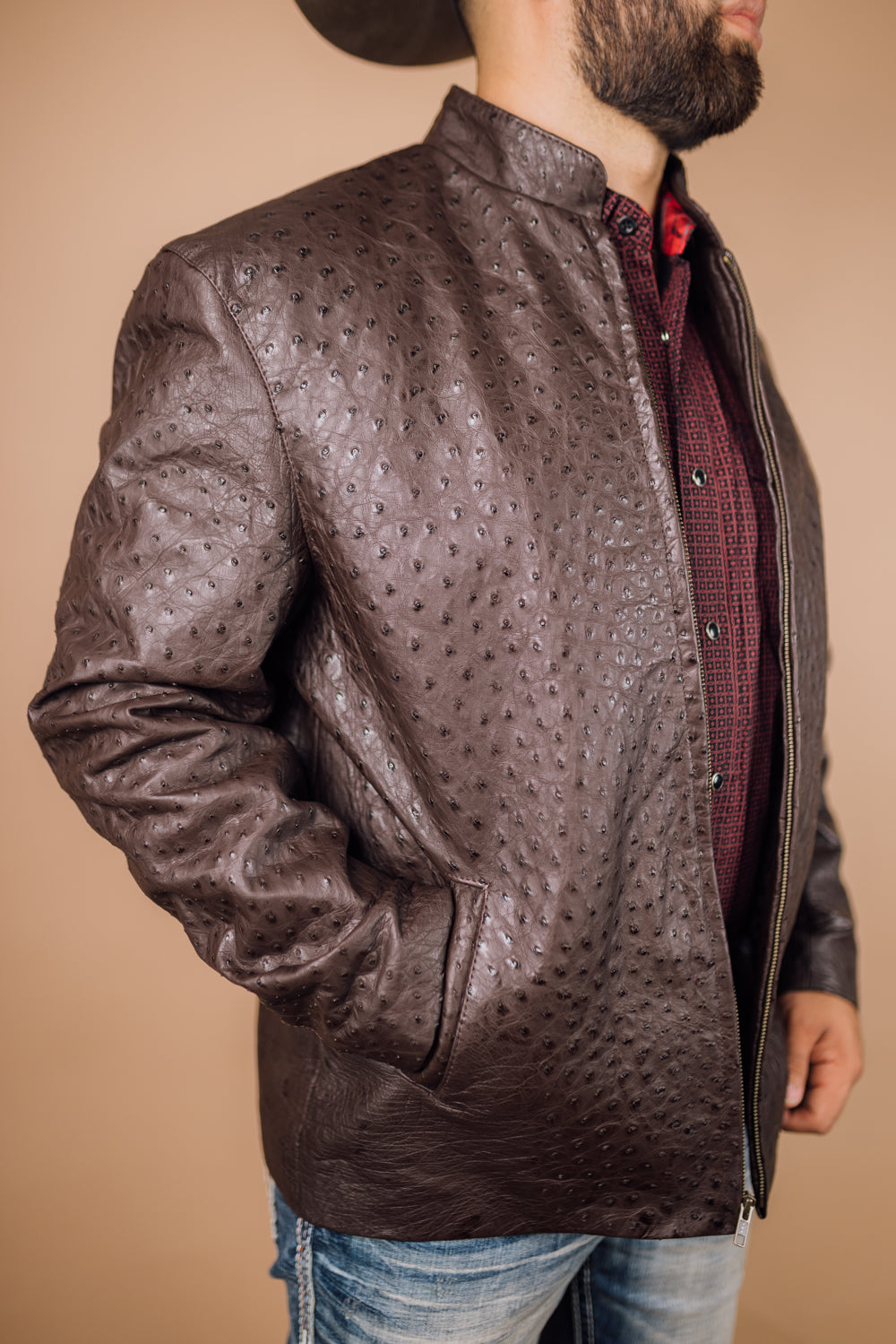 *PRE-ORDER* Men's Full Ostrich Genuine Leather Jacket